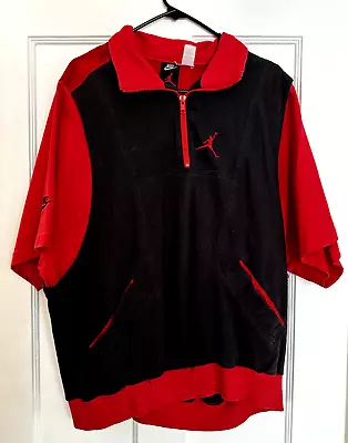 Vintage Early 90s Nike Jordan Flight Warmup Tracksuit Top Short Sleeve Zip • $70