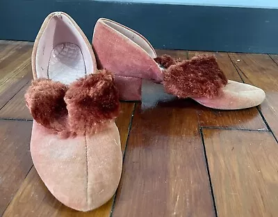 Vintage 40s-50s Red Maroon Quilted Boudoir Bedroom House Slippers  • $9.99