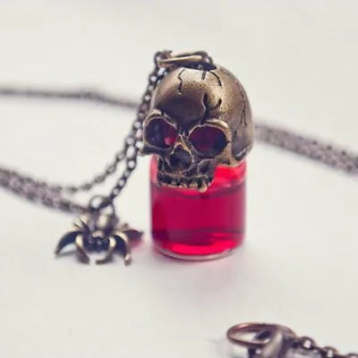 $3.57 • Buy Halloween Steam Punk Gothic Retro Blood Bottle Pendant Necklace Women Jewelry