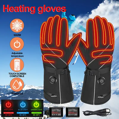 Motorcycle Rechargeable Electric 4000mAH Battery Heated Gloves Hand Winter Warm • $55.19