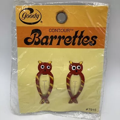 Vintage Goody Contour Barrettes Owls Hair Clips 1975 • $12.99