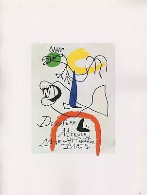 1989 VINTAGE  DERRIERE LE MIROIR  JOAN MIRO MOURLOT MINI POSTER COLOR Lithograph • $15