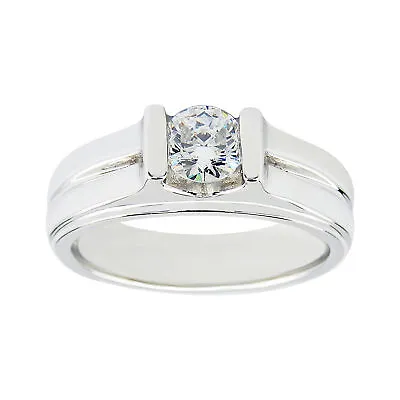 SIRI Sterling Silver Round  Cubic Zirconia Men's Solitaire Wedding Ring 6;7;8;9; • $81