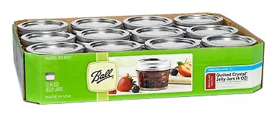 Ball Mason 4oz Quilted Jelly Jars With Lids And Bands Set Of 12 • $22.96