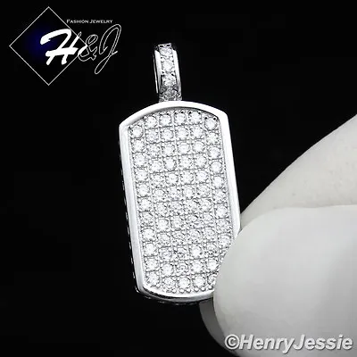 Men Women Solid 925 Sterling Silver Icy Bling Cz Small Dog Tag Pendant*sp56 • $29.99