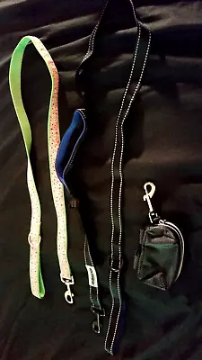 Dog Leash Set Of Two W Bonus Bag Holder & Clip New For Medium / YOUTHINK & MS • $13.88