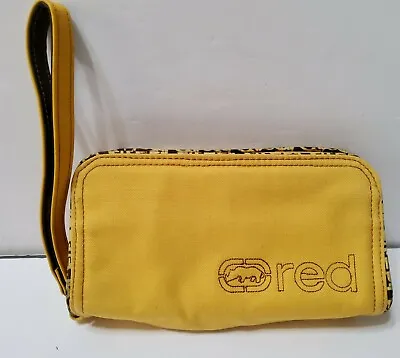 Ecko Red Unlimited Rhino Purse Clutch Canvas Zippered Marc Ecko Yellow 9x5 • $44.99