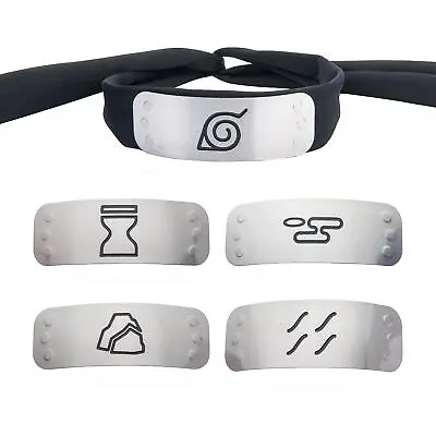 Naruto Cosplay Headband Replica Set With 4 Interchangeable Village Metal Plates • £48.25