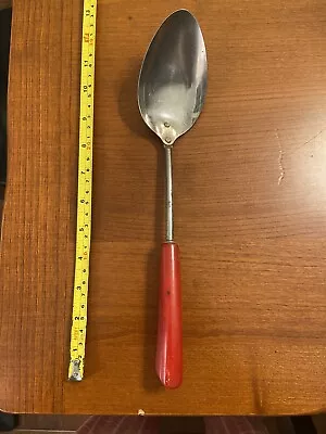 Vtg Corona Dark Red Bakelite Curved Handle Serving Spoon Stainless Steel • $8