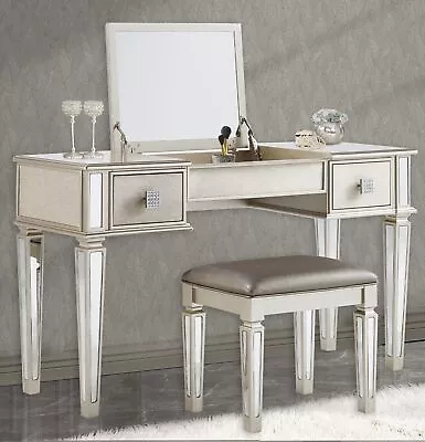 30  Wood Makeup Vanity Table Dressing Desk With Stool Flip Top Drawers • $328.89