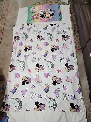 Twin Bedding 2pc Fitted And Flat Sheet Minnie Mouse 100% Real Rainbows Colorful • $19.99