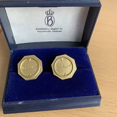 Unusual Tri-Sure Gold Or Silver Overlay Hallmarked Cufflinks/ Holland/ Boxed • £45.99