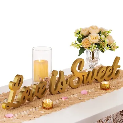 Love Is Sweet Wedding Decorations - Gold Hollow Love Signs Home Decor • £16.99