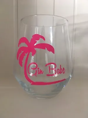 Gin Babe Palm Tree Name Vinyl Decal Sticker - For Cocktail Gin Wine Glasses • £1.70