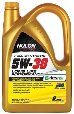 Nulon 6 Litre Full Synthetic 5w-30 Long Life Performance Engine Oil • $105