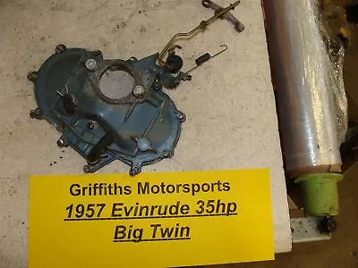 1957 EVINRUDE 35hp BIG-TWIN Outboard Motor Intake Manifold Leaf Cover Carb Mount • $35