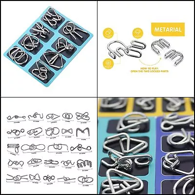 Puzzle Metal Wire Brain Kids Adults TestIQ Toys Set Of 25pcs Unlock Disassembly • $12.44