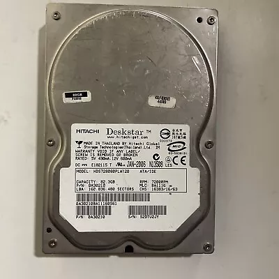 Hitachi Deskstar 80gb 3.5   IDE HDD 7200RPM (Model HDS728080PLAT20) • $47.50