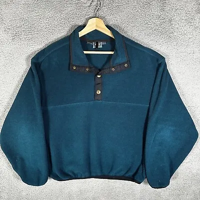Vintage Woolrich Polartec Snap Fleece Pullover Jacket USA Made Green Large Men's • $28.75