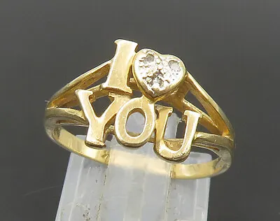 14K GOLD - Vintage Genuine Diamonds I Love You Band Ring Sz 6 - GR306 • $219.90