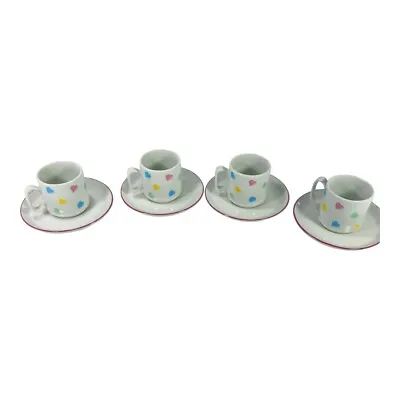 Vintage Tognana Italy Set Of 4 Heart 2.25  Espresso Cups & 4.5  Saucers • $34.99
