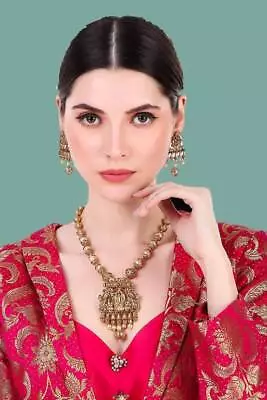 Indian Gold Plated Brass Stylish Traditional Radha Krishna Jewelry Set For Women • $51.59