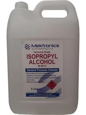 $114.70 • Buy Mektronics IPA Technical Grade 100% Pure, 5 Litre Isopropyl Alchohol (IPA5L)