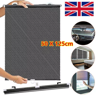 Retractable Car Auto Window Sun Shade Visor Windshield Roller Blind 50cm X 125cm • £5.99