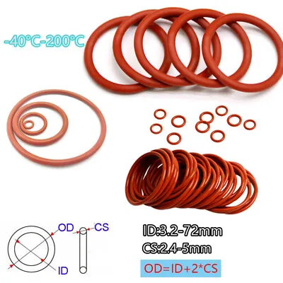 Metric Silicone Seal O Rings O-Rings O Ring- 3.2~72mm ID X 2.4~5mm CS Food Grade • $17.55