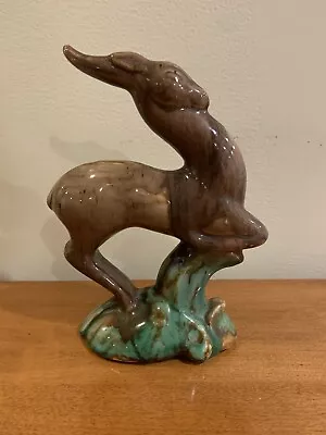 Haeger Art Pottery Gazelle Deer Impala Figurine Sculpture Brown Mint 8  MCM • $34.99