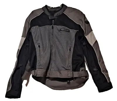 Field Sheer Black Grey Full Zip Protectors Motorcycle Riding Jacket Mens Size L • $50