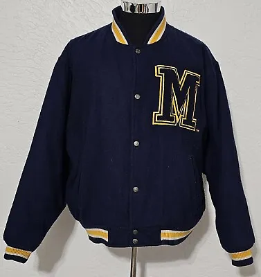 Vintage Michigan Wolverines Varsity Jacket Wool Lettermans Coat Logo Athletic XL • $116.99