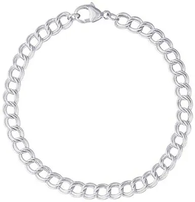 925 Sterling Silver 5MM Double Link Charm Bracelet And Anklet For Women And Men • $12.99
