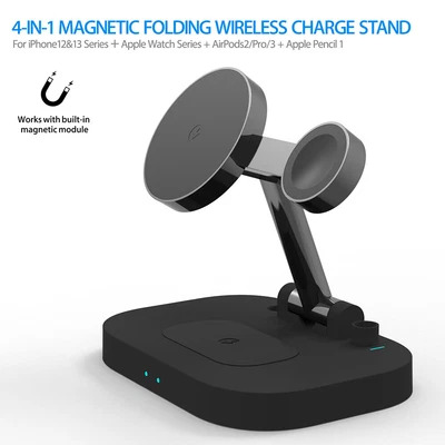 $18.99 • Buy Wireless Charger 4 In 1 Station Dock For Apple Watch 8/7/SE/6/5 IPhone 14 Pro 13