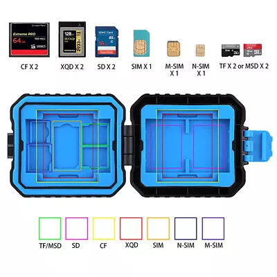 New Up - 11 In 1 Memory Card Case For 3SIM + 2XQD + 2CF + 2TF + 2SD Card • $23.60