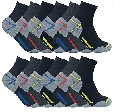 Mens Ultimate Heavy Duty Cushion Cotton Steel Toe Boot Ankle Quarter Work Socks • $26.99