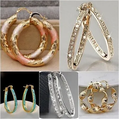 £3.41 • Buy Romantic 925 Silver,Gold Cubic Zirconia Stud Hoop Earrings Women Jewelry Gifts