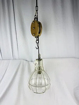 $72 • Buy Attrezzi Industrial Vintage Ceiling Pendant Light Pulley Hanging Island Lamp