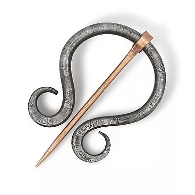 Hand Forged Functional Damascus Unisex Medieval Brooch Accessory W/ Brass Pin • $18.99