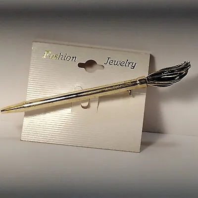 Vintage Gold Tone Pin Brooch Broach Jewelry Quail Pen Feather • $19.95