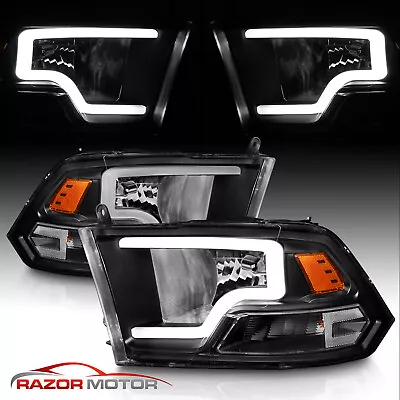 For 2009-2018 Dodge Ram 1500 2500 3500 Black LED Bar Plank Style Headlights Pair • $204.88
