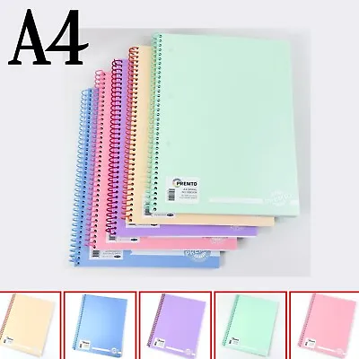 Spiral A4 Notebook Lined Writing Pad Pastel Colours Flexi Back Cover Notebooks • £5.39
