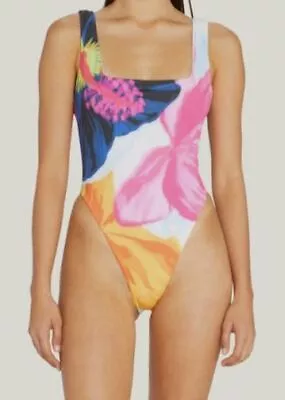 $300 Mara Hoffman Womens White Viti Idalia Petal-Print One-Piece Swimsuit Size M • $96.38