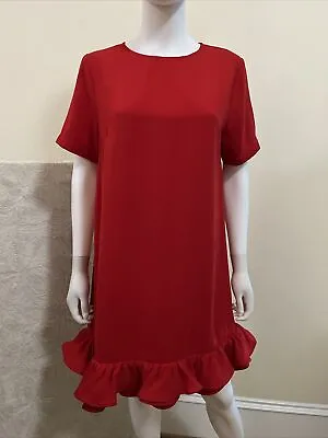 Anthropologie Vineet Bahl Red Ruffled Party Night Cocktail Day Dress Medium • $48.88