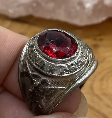 Vintage ESPO Sterling Silver Red Stone US Army Signet Ring Size 11 • $69.99