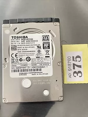 Toshiba 2.5” Laptop Hard Drive 500GB MQ01ACF050 0C7F2G • £10