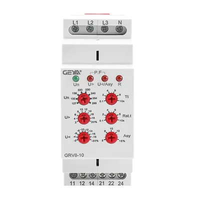 GEYA Three Phase Voltage Monitoring Relay 8A/AC1 2SPDT With Reset Time 0.1s-10s • $28.09