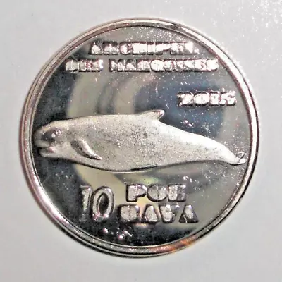 2015 Marquises Coin 10 Poe Rava Pygmee Sperm Whale Fish Animal Ocean Wildlife • $4.49