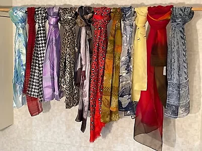 Vintage Ladies Long Chiffon Scarf  Job Lot Bundle (12 Off).   • £10