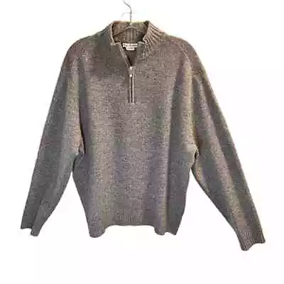 Enzo Mantovani Men's Gray 100% Wool Quarter Zip Pullover Sweaters Size Large • $30